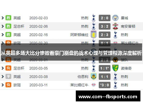 从英超多场大比分惨败看豪门崩盘的战术心理与管理根源深度解析 从英超多场大比分惨败看豪门崩盘的战术心理与管理根源深度解析
